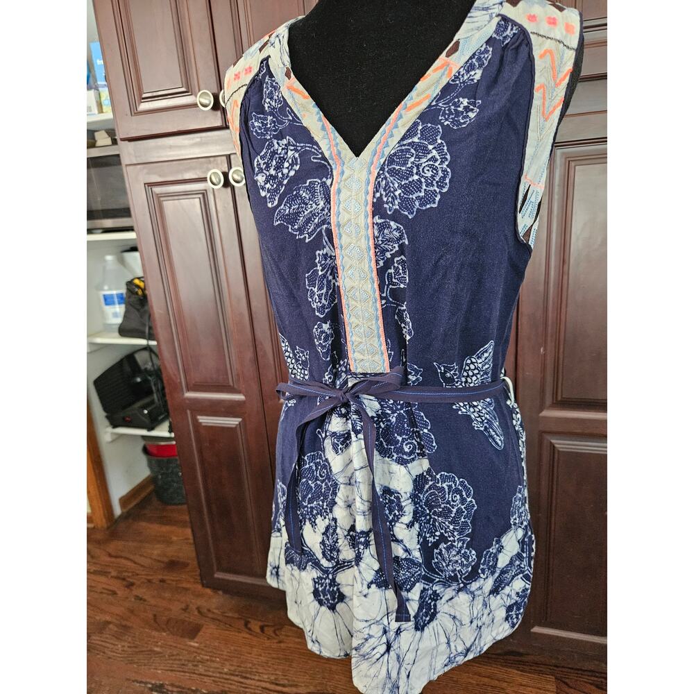 ANTHROPOLOGIE ONE SEPTEMBER TUNIC TOP ART TO WARE SEQUINS V-NECK XS